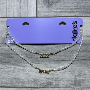 Claire’s “2022 Grad” pearl choker necklace duo